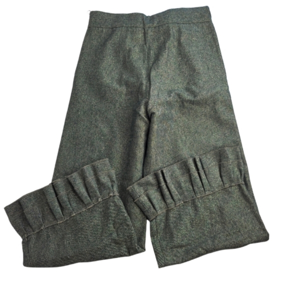 Crilla Naná Italian Ruffled Pants Green W/Gold Thread Wool Italy Size 42 AS-0575 - Picture 4 of 8
